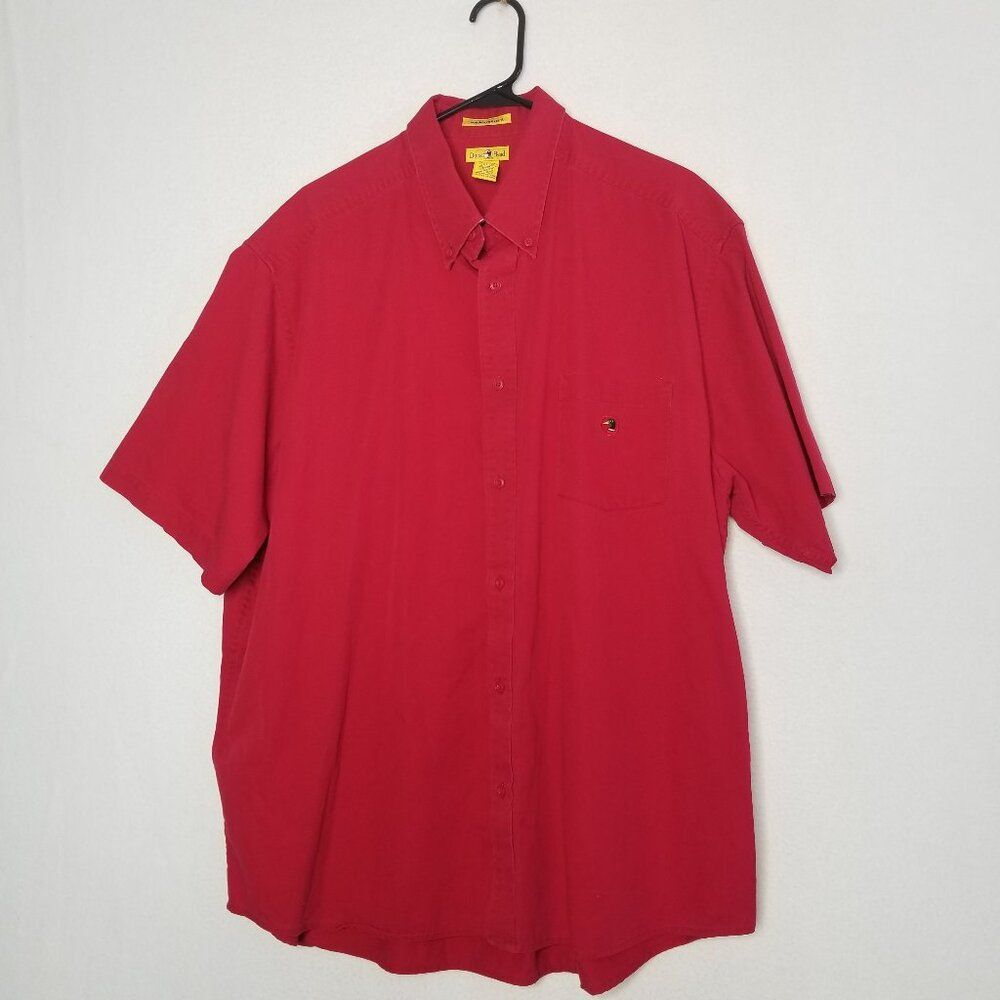 Duck Head Button Down Shirt Men's XXL Red Short‎ Sleeve 90's Logo